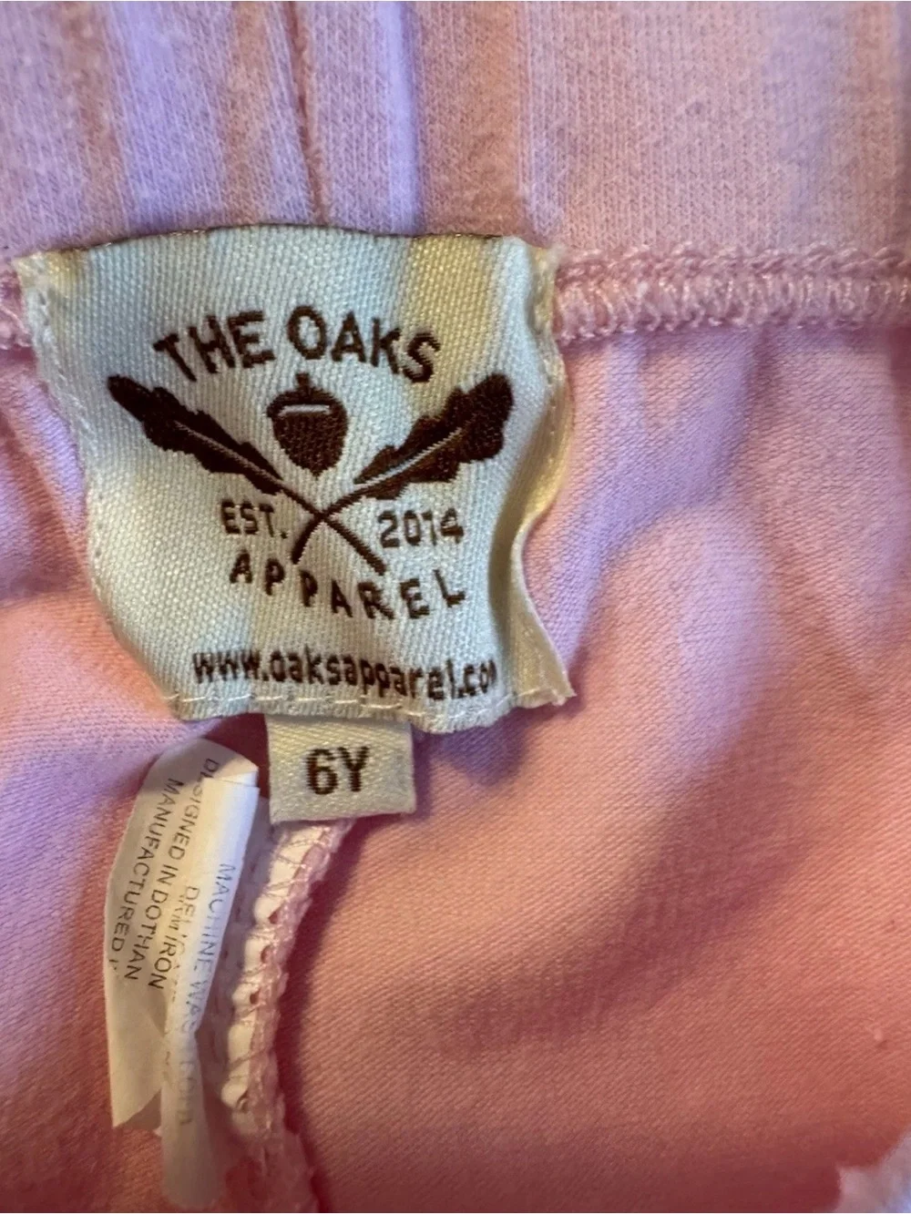 The Oaks Apparel Girls 6Y Macaron Print Ruffle Top Pink Leggings Outfit Set